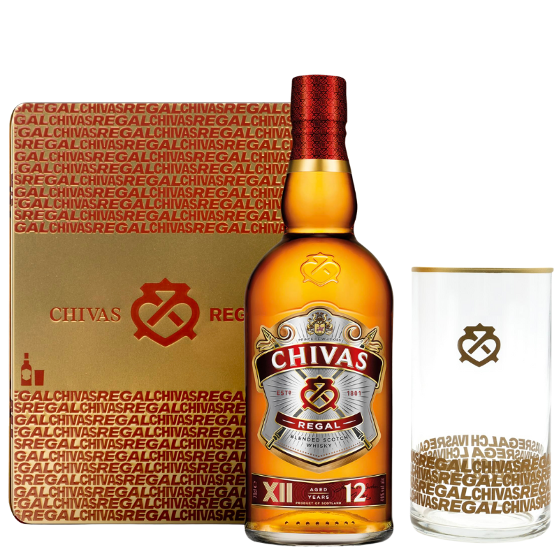 Chivas Regal 12 Estuche de metal + vaso
