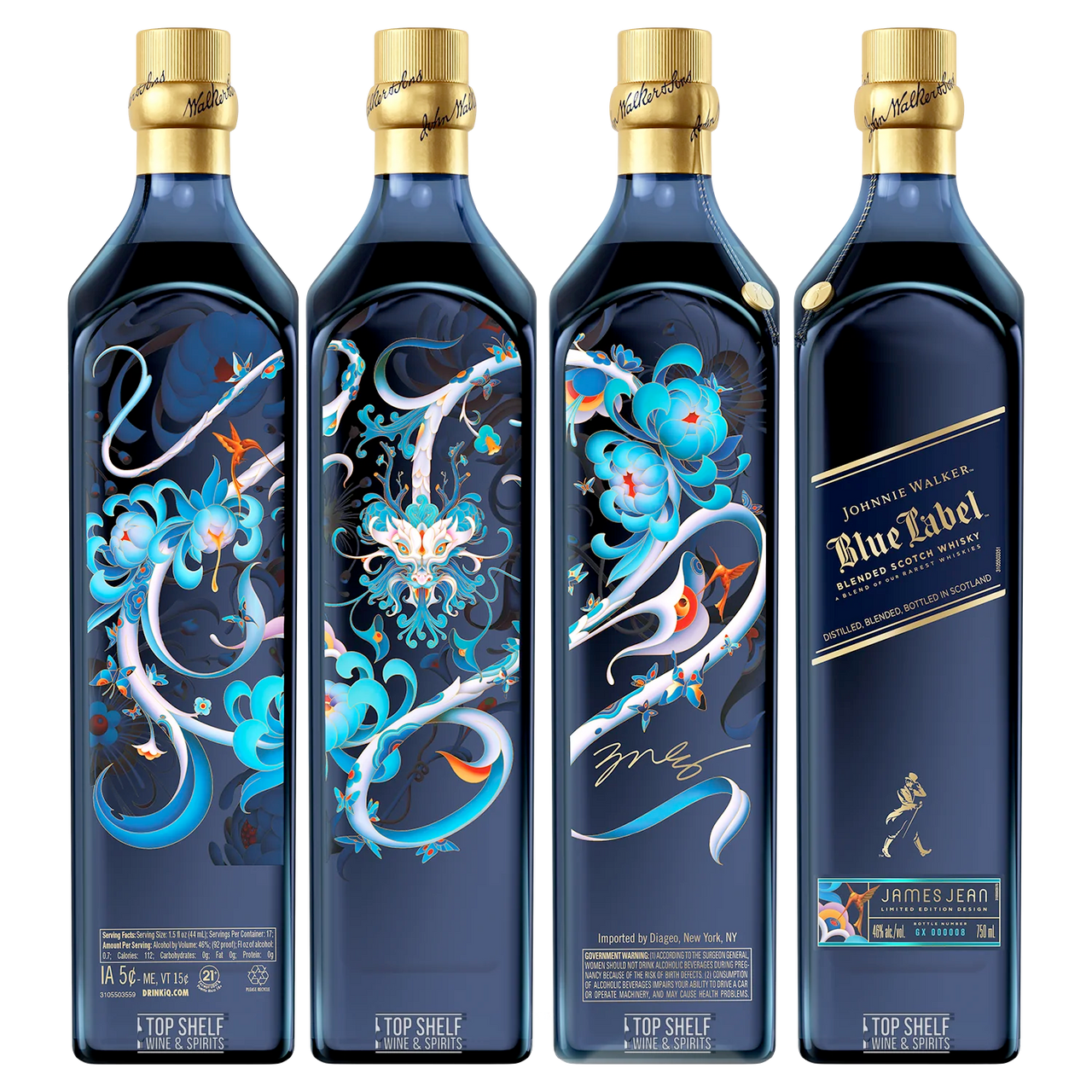 JOHNNIE WALKER BLUE LABEL ROK DŘEVĚNÉHO DRAKA