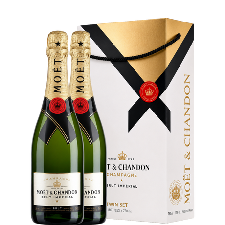 2 bottles of moet in twin set case